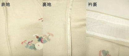 平和屋着物▽訪問着　単衣　友禅　扇面籬枝花文　暈し染　正絹　逸品　DABH7347fe
