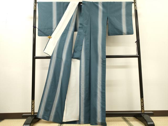 平和屋着物▽上質な紬　単衣　間道　正絹　逸品　DABH7348fe
