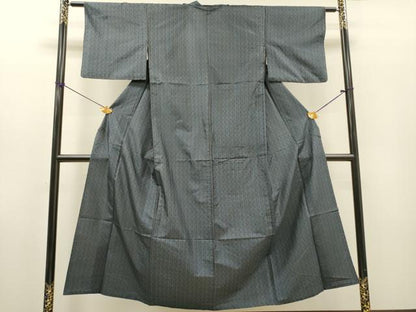 平和屋着物▽本場大島紬　単衣　割り込み絣　間道　正絹　逸品　DABH7351fe