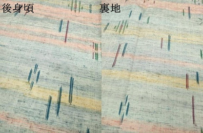 平和屋着物▽上質な紬　単衣　横段文　正絹　逸品　未使用　DABH7353fe