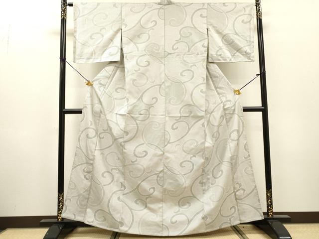 平和屋着物▽上質な紬　単衣　100亀甲　唐草文　正絹　逸品　DABH7355fe