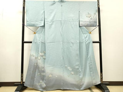 平和屋着物▽訪問着　単衣　枝花　暈し染　金銀彩　洗える着物　DABH7356fe