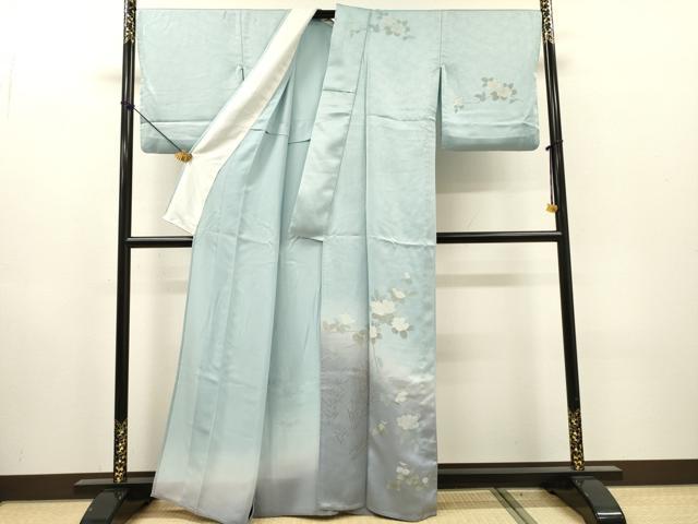 平和屋着物▽訪問着　単衣　枝花　暈し染　金銀彩　洗える着物　DABH7356fe