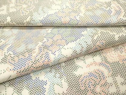 平和屋着物▽本場大島紬　白大島　単衣　7マルキ　草花　正絹　逸品　DABH7359fe