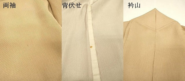 平和屋着物▽江戸小紋　単衣　万筋　黄土色×白色　正絹　逸品　DABH7363fe