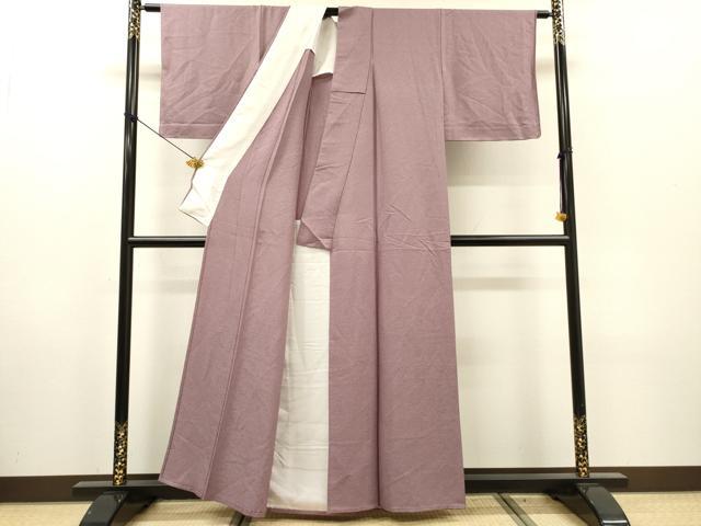 平和屋着物▽上質な色無地　単衣　紋意匠　浅紫色　正絹　逸品　DABH7364fe