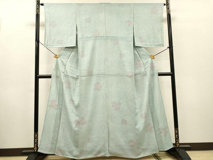 平和屋着物▽上質な小紋　無双　紗袷　紋紗×絽　枝花　正絹　逸品　未使用　DABH7365fe