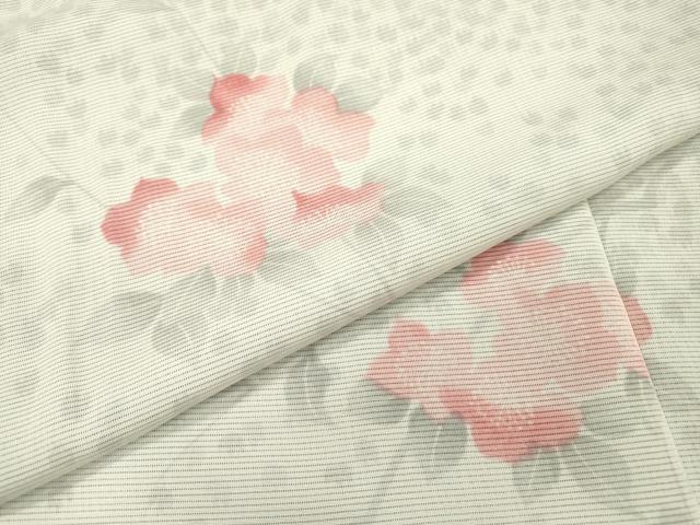 平和屋着物▽上質な小紋　無双　紗袷　紋紗×絽　枝花　正絹　逸品　未使用　DABH7365fe
