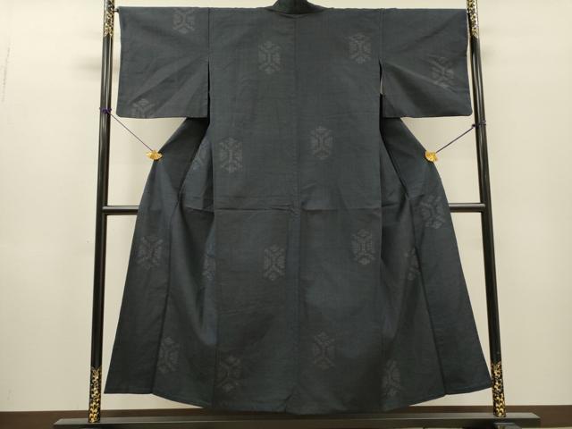 平和屋着物▽上質な紬　単衣　亀甲文　正絹　逸品　DABH7366fe