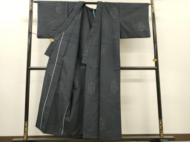 平和屋着物▽上質な紬　単衣　亀甲文　正絹　逸品　DABH7366fe