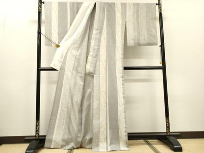 平和屋着物▽結城紬　奥順　はたおり娘　単衣　80亀甲　変わり間道　やまと金ラベル　正絹　逸品　DABH7367fe