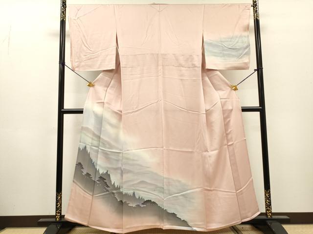 平和屋着物▽訪問着　単衣　風景文　暈し染　正絹　逸品　DABH7370fe