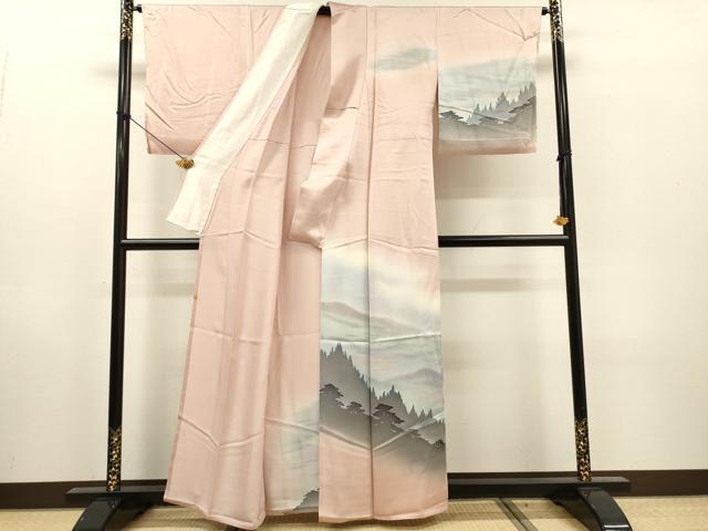 平和屋着物▽訪問着　単衣　風景文　暈し染　正絹　逸品　DABH7370fe