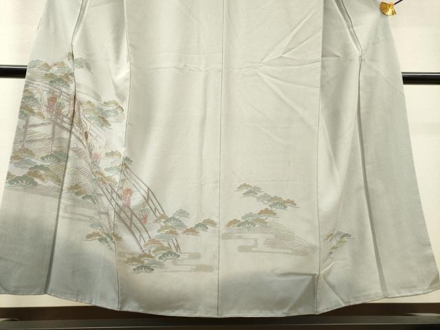 平和屋着物▼中国三大刺繍　スワトウ刺繍　汕頭刺繍　総刺繍　訪問着　渡り橋人物風景文　暈し染　金糸　正絹　逸品　DABH7375fe