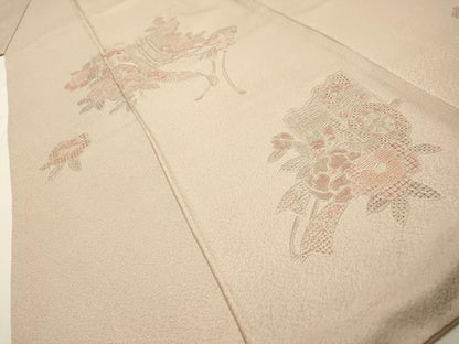 平和屋着物▼中国三大刺繍　スワトウ刺繍　汕頭刺繍　相良刺繍　総刺繍　訪問着　御所車花文　正絹　逸品　DABH7377fe