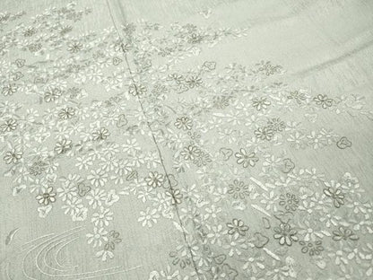 平和屋着物●訪問着　総刺繍　流水花文　金糸　ロング丈　正絹　逸品　DABH7381fe