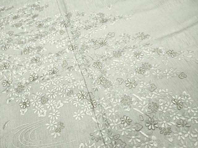 平和屋着物●訪問着　総刺繍　流水花文　金糸　ロング丈　正絹　逸品　DABH7381fe