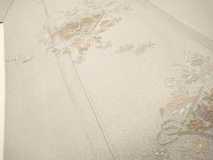 平和屋着物▼中国三大刺繍　スワトウ刺繍　汕頭刺繍　相良刺繍　総刺繍　訪問着　冊子花文　金糸　正絹　逸品　DABH7383fe
