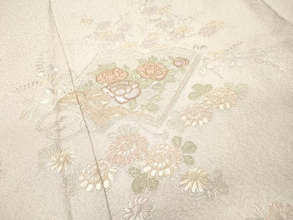 平和屋着物▼中国三大刺繍　スワトウ刺繍　汕頭刺繍　相良刺繍　総刺繍　訪問着　冊子花文　金糸　正絹　逸品　DABH7383fe