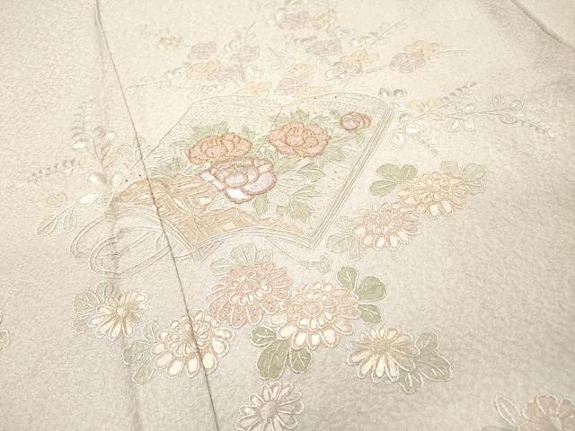 平和屋着物▼中国三大刺繍　スワトウ刺繍　汕頭刺繍　相良刺繍　総刺繍　訪問着　冊子花文　金糸　正絹　逸品　DABH7383fe