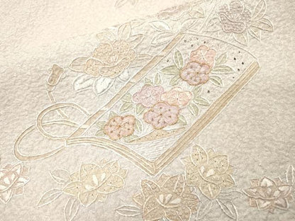 平和屋着物▼中国三大刺繍　スワトウ刺繍　汕頭刺繍　相良刺繍　総刺繍　訪問着　冊子花文　金糸　正絹　逸品　DABH7383fe