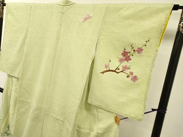 平和屋着物▼訪問着　総絞り　刺繍　笹菊花文　金糸　正絹　逸品　DABH7384fe