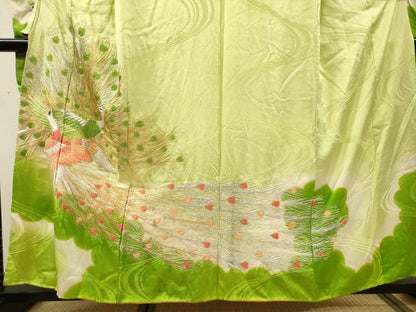 平和屋着物▼豪華振袖　総刺繍　孔雀　金銀糸　正絹　逸品　DABH7393fe