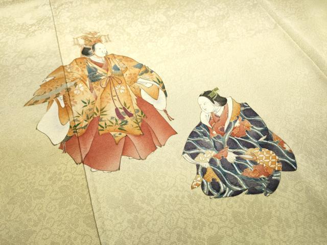 平和屋着物▼訪問着　作家物　手描き　人物文　暈し染　金銀彩　正絹　逸品　DABH7395fe