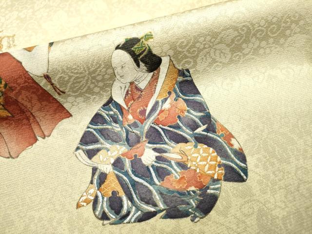 平和屋着物▼訪問着　作家物　手描き　人物文　暈し染　金銀彩　正絹　逸品　DABH7395fe