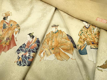 平和屋着物▼訪問着　作家物　手描き　人物文　暈し染　金銀彩　正絹　逸品　DABH7395fe