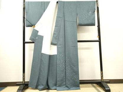 平和屋着物●訪問着　総刺繍　流水花文　金糸　正絹　逸品　未使用　DABH7398fe