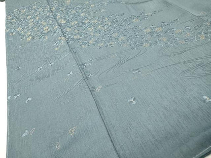 平和屋着物●訪問着　総刺繍　流水花文　金糸　正絹　逸品　未使用　DABH7398fe