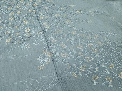 平和屋着物●訪問着　総刺繍　流水花文　金糸　正絹　逸品　未使用　DABH7398fe