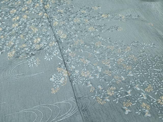 平和屋着物●訪問着　総刺繍　流水花文　金糸　正絹　逸品　未使用　DABH7398fe