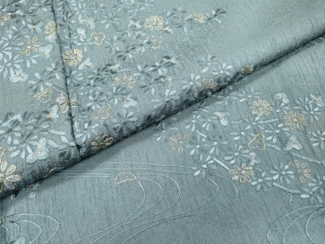 平和屋着物●訪問着　総刺繍　流水花文　金糸　正絹　逸品　未使用　DABH7398fe