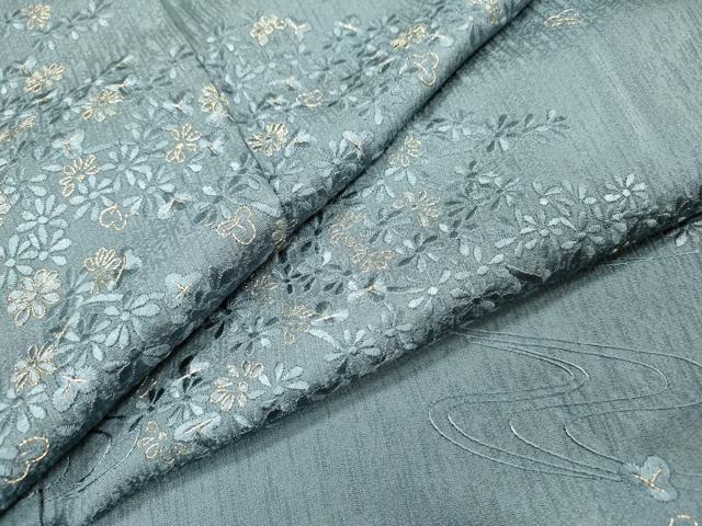 平和屋着物●訪問着　総刺繍　流水花文　金糸　正絹　逸品　未使用　DABH7398fe