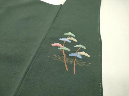 平和屋着物▼訪問着　総刺繍　霞花松文　正絹　逸品　DABH7399fe