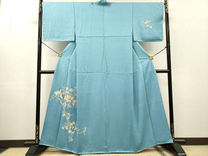 平和屋着物●中国三大刺繍　相良刺繍　総刺繍　訪問着　枝花　銀糸　正絹　逸品　未使用　DABH7400fe