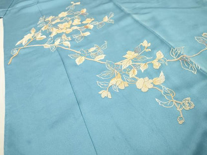 平和屋着物●中国三大刺繍　相良刺繍　総刺繍　訪問着　枝花　銀糸　正絹　逸品　未使用　DABH7400fe