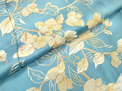 平和屋着物●中国三大刺繍　相良刺繍　総刺繍　訪問着　枝花　銀糸　正絹　逸品　未使用　DABH7400fe