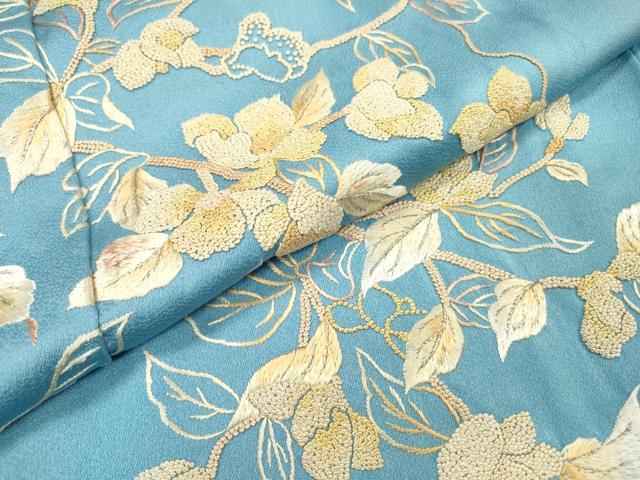 平和屋着物●中国三大刺繍　相良刺繍　総刺繍　訪問着　枝花　銀糸　正絹　逸品　未使用　DABH7400fe