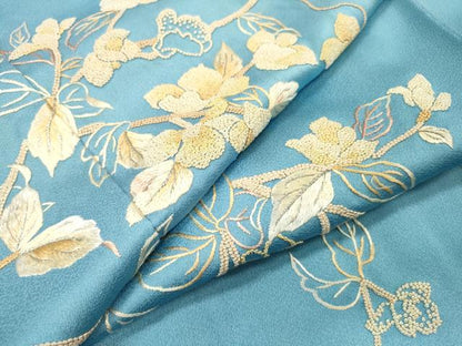 平和屋着物●中国三大刺繍　相良刺繍　総刺繍　訪問着　枝花　銀糸　正絹　逸品　未使用　DABH7400fe