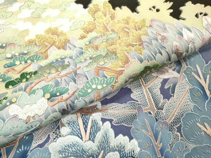 平和屋着物▼中国三大刺繍　スワトウ刺繍　汕頭刺繍　相良刺繍　蘇州刺繍　黒留袖　樹林文　正絹　逸品　DABH7410fe