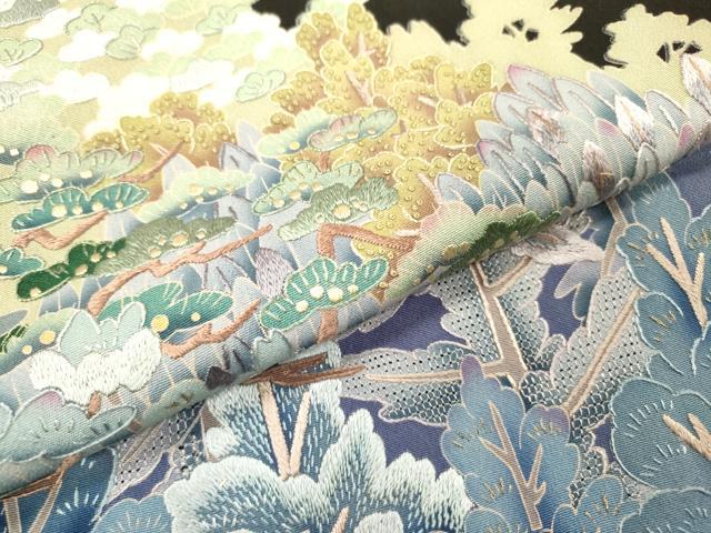 平和屋着物▼中国三大刺繍　スワトウ刺繍　汕頭刺繍　相良刺繍　蘇州刺繍　黒留袖　樹林文　正絹　逸品　DABH7410fe