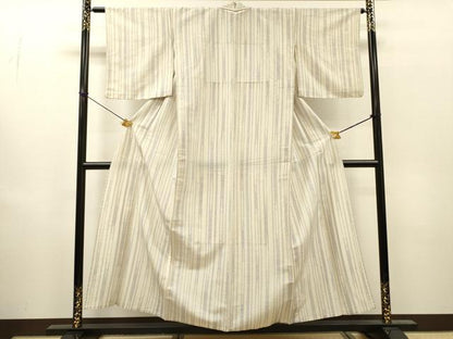 平和屋着物▽上質なお召　単衣　変わり間道　正絹　逸品　DABH7412fe