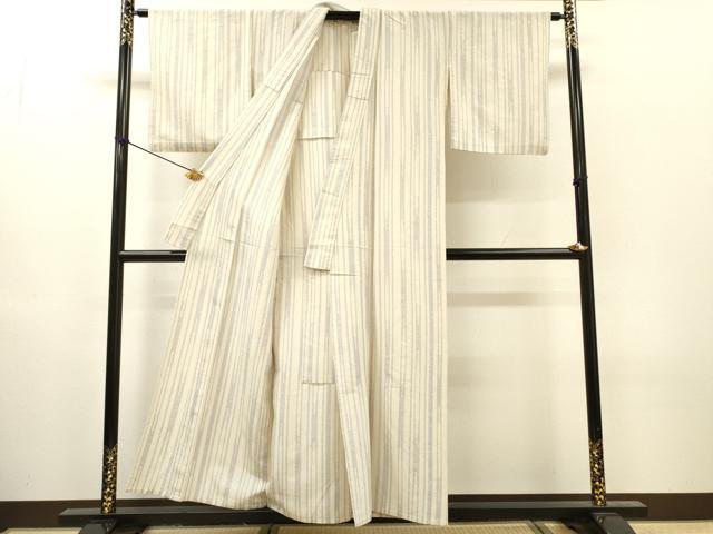 平和屋着物▽上質なお召　単衣　変わり間道　正絹　逸品　DABH7412fe