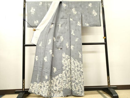 平和屋着物▽訪問着　単衣　地紋起こし　草花　正絹　逸品　DABH7415fe