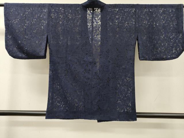 平和屋着物▽道中着　スリーシーズン　春夏秋　塵除け　花唐草文　濃藍色　DABH7417fe