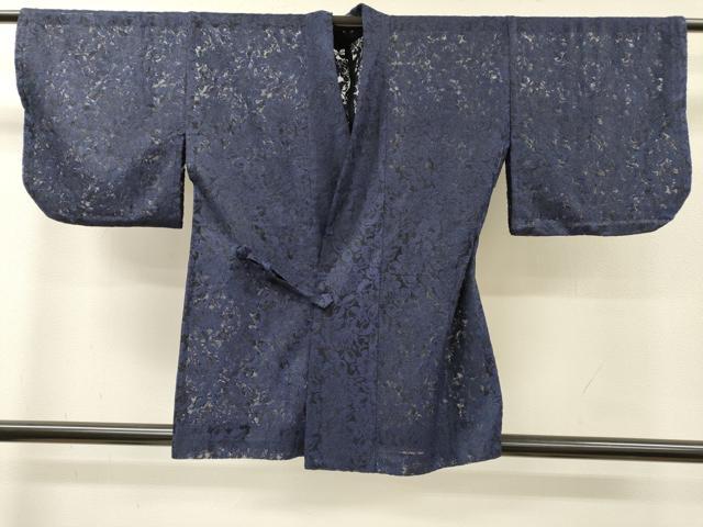平和屋着物▽道中着　スリーシーズン　春夏秋　塵除け　花唐草文　濃藍色　DABH7417fe