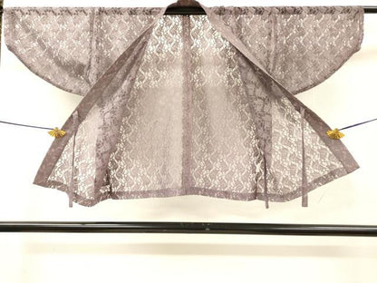 平和屋着物▽　スリーシーズン　春夏秋　塵除け　総レース　花唐草文　薄葡萄色　DABH7435fe